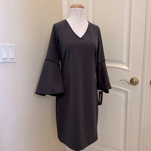 NWT Sharagano dark gray color knit dresss with bell sleeves